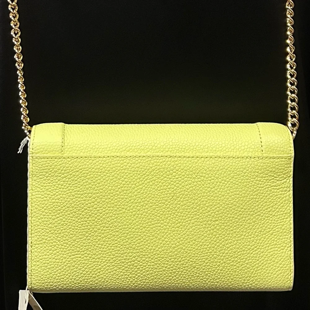 Lancel Ninon Leather Lime Chain Wallet Crossbody - Picture 8 of 10
